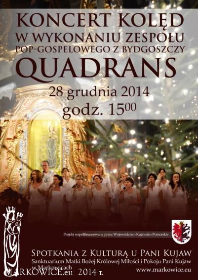 Sanktuarium Markowice - Koncert kolęd zespołu Quadrans 